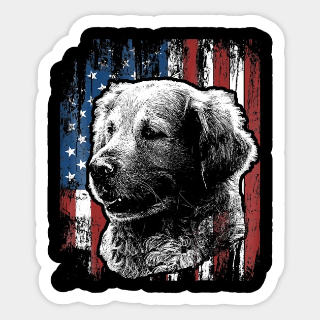 Golden Retriever 4Th Of July American Flag Sticker by eldridgejacqueline